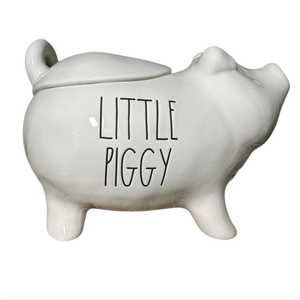 Rae Dunn White Little Piggy Canister Farmhouse Cookie Jar